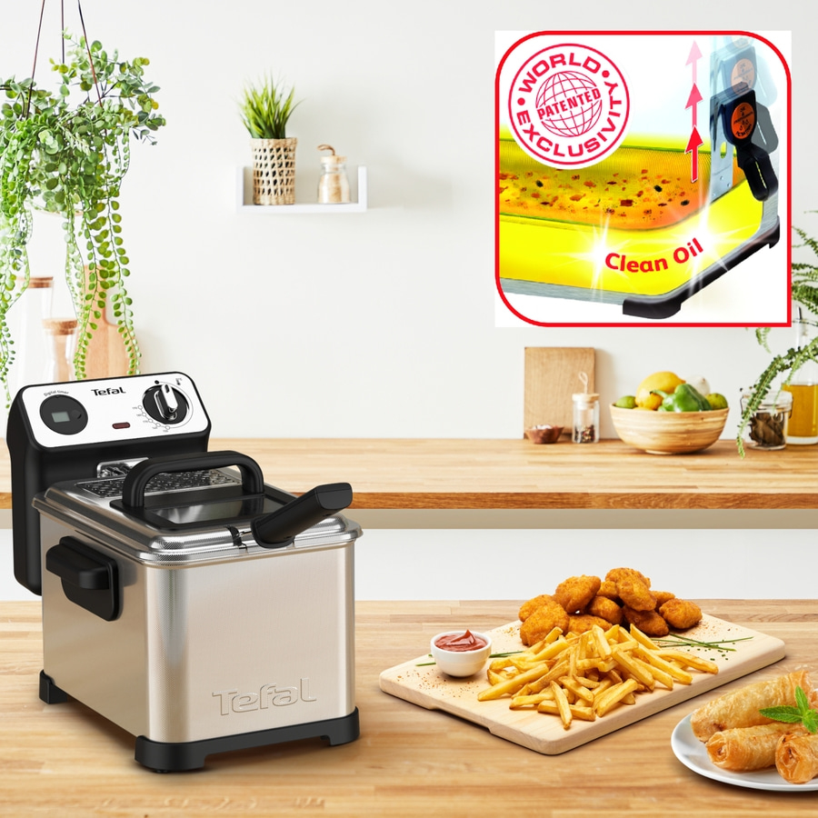 TEFAL Fritteuse Filtra Pro FR5111 3 Liter Öl Edelstahl für 800 g Pommes silber