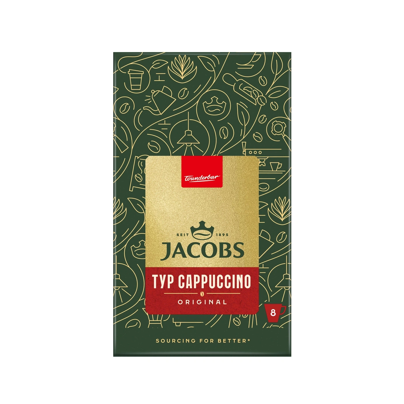 Jacobs Typ Cappuccino Original Packung mit Kaffeemotiven