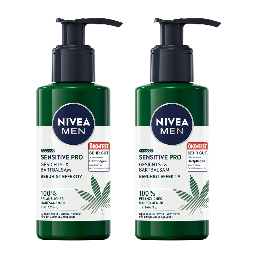 NIVEA MEN Gesichts- & Bartbalsam Sensitive Pro Hanfsamen-Öl o. Alkohol 2 x 150ml