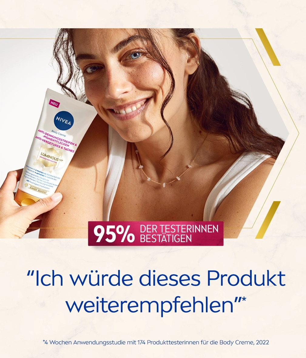 Nivea Body Creme, Frau, 95% Empfehlung, Anti-Dehnungsstreifen, Pigmentflecken