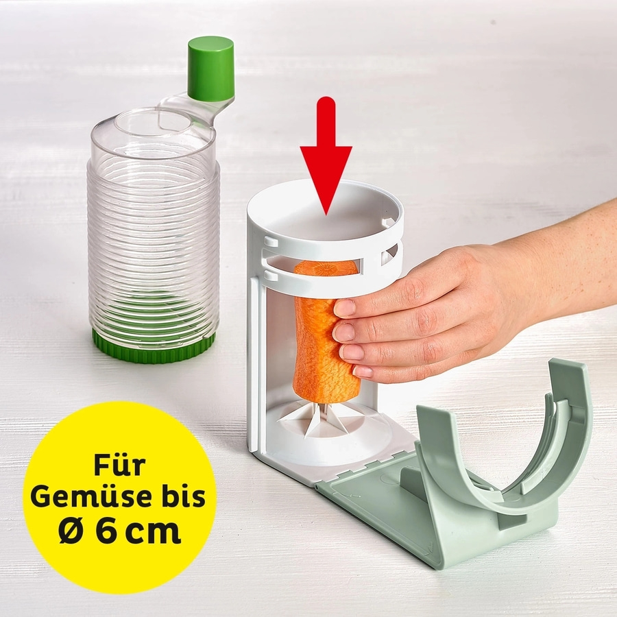 BETTY BOSSI Gemüse Spiralschneider aus Kunststoff Metall Weiß Grün Grau NEU