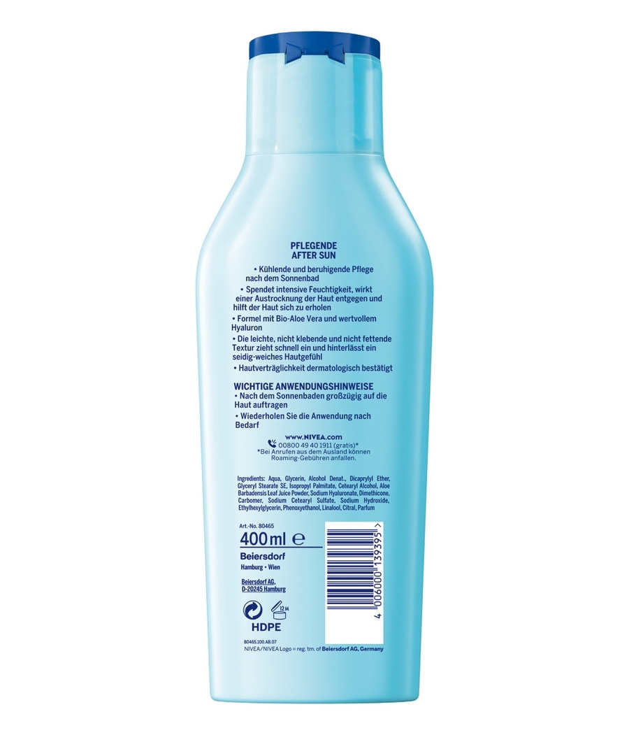 Nivea After Sun Lotion, 400ml, kühlt und beruhigt die Haut nach dem Sonnenbad.