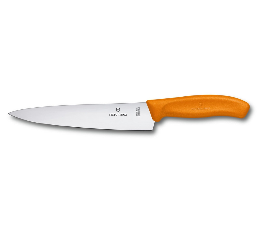 Victorinox Messer mit orangefarbenem Griff, Küchenutensil, scharfes Werkzeug, Klinge