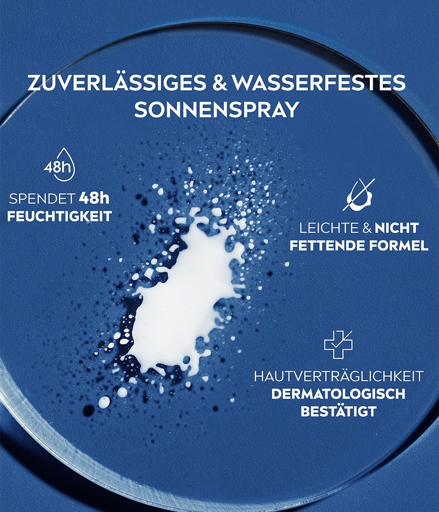 Sonnencreme, zuverlässig, wasserfest, spendet Feuchtigkeit, leichte Formel, dermatologisch bestätigt