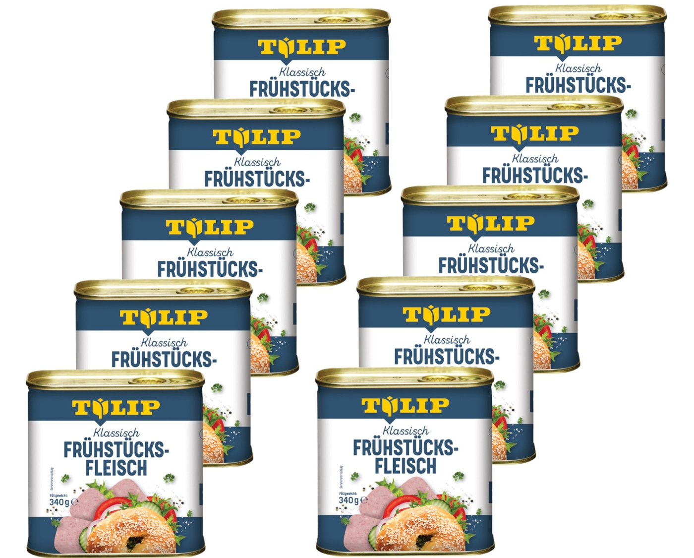 TULIP 10x 340g Frühstücksfleisch Original Dänische Delikatesse Konservendose NEU