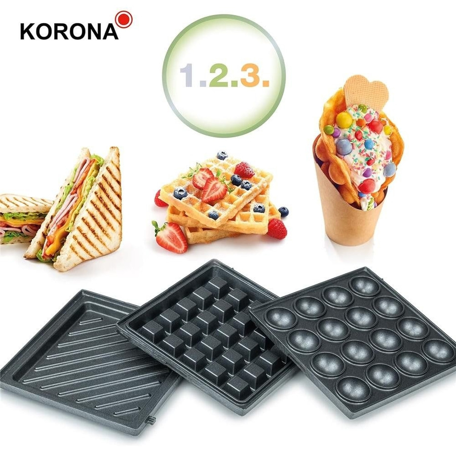 KORONA 3-in-1 Sandwichmaker 47020 Waffeleisen wechselbare Plattensets NEU