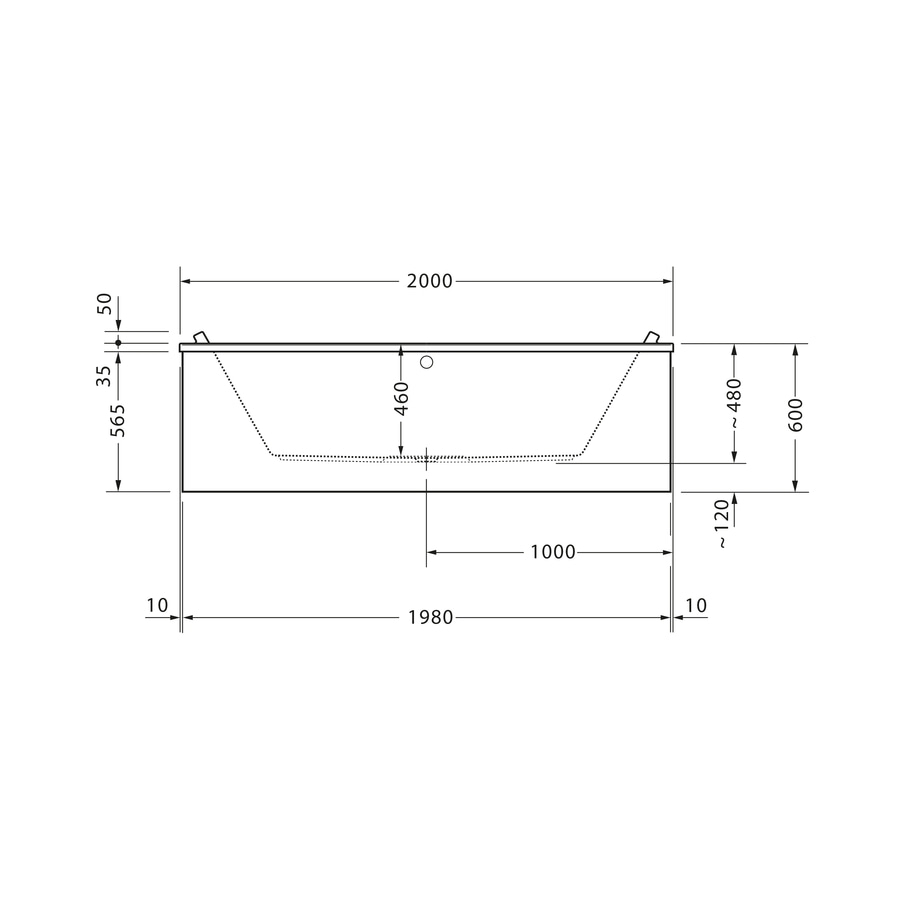 DURAVIT Badewanne Starck 2000 x 1000 mm Weiß mit 2 Rückenschrägen