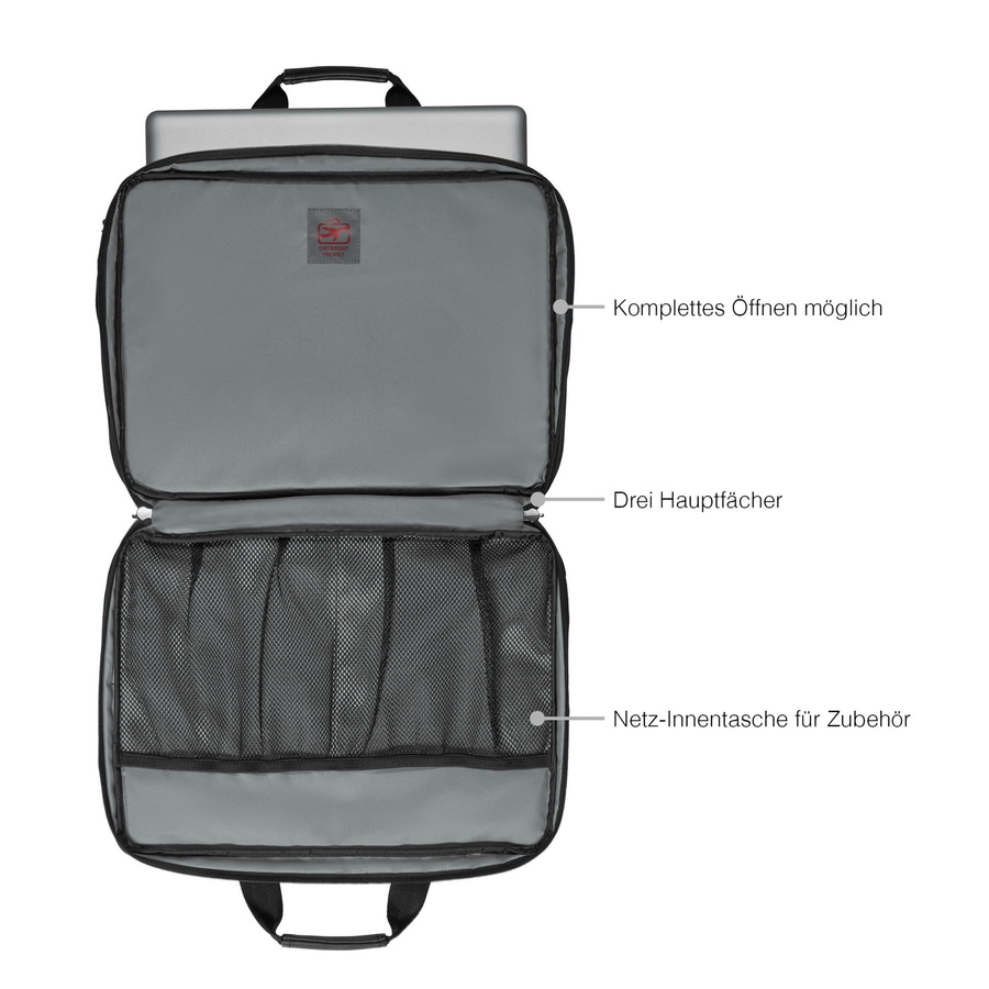 WENGER Laptop-Tasche Legacy 17" mit drei Fächern Tasche Schwarz-Grau 19 L
