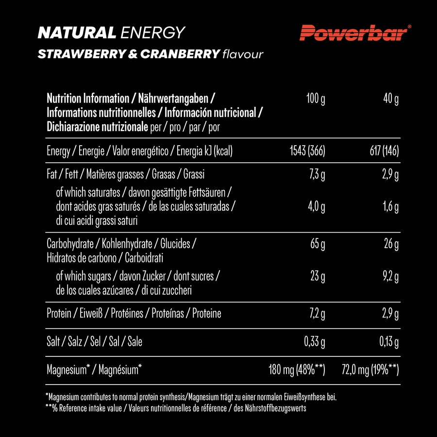 POWERBAR Natural Energy Strawberry Cranberry 18x40g veganer Kohlenhydrat Riegel