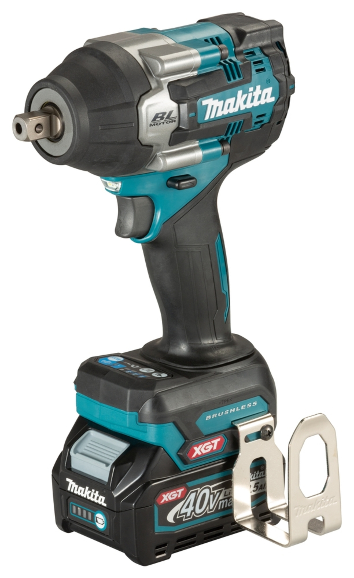 Makita Akku-Schlagschrauber, blau-schwarz, 40V, XGT, bürstenlos, mit Halterung