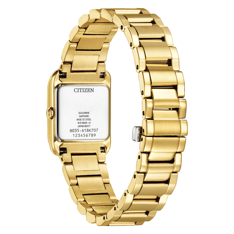 CITIZEN Damen Armbanduhr EW5602-81D Eco-Drive rechteckig 21x28 mm gold B-Ware