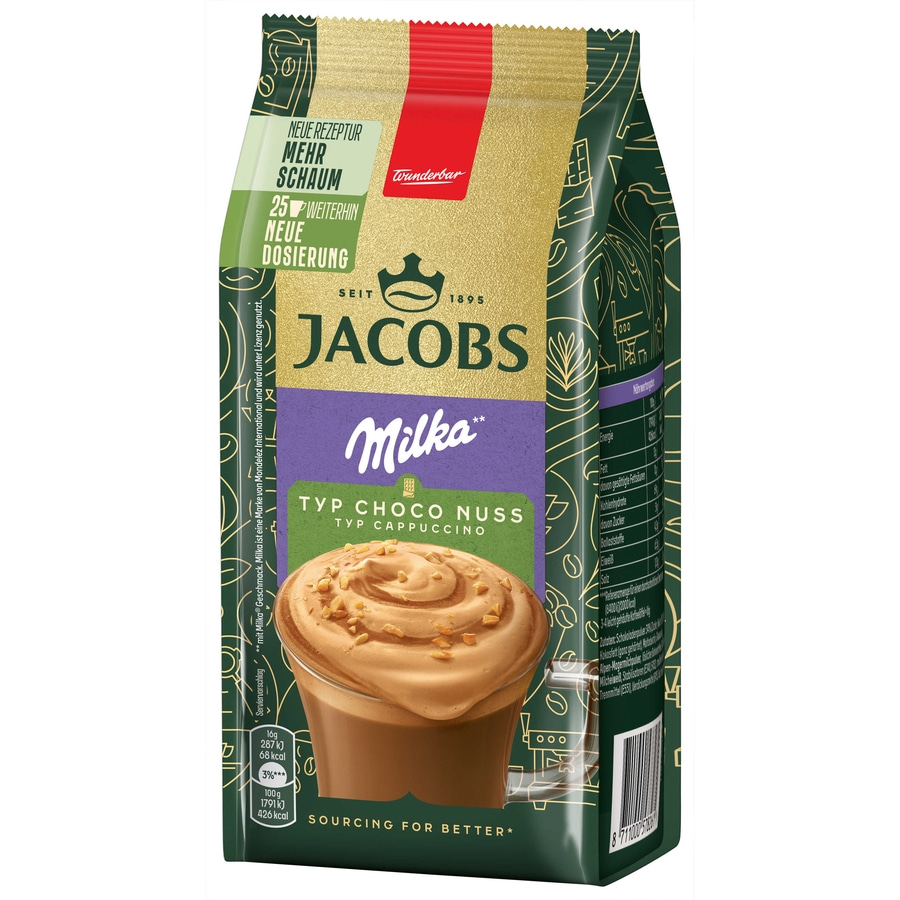 JACOBS Löskaffee Typ Cappuccino Choco Nuss 12x 400g Tüten Kaffee Milka Geschmack