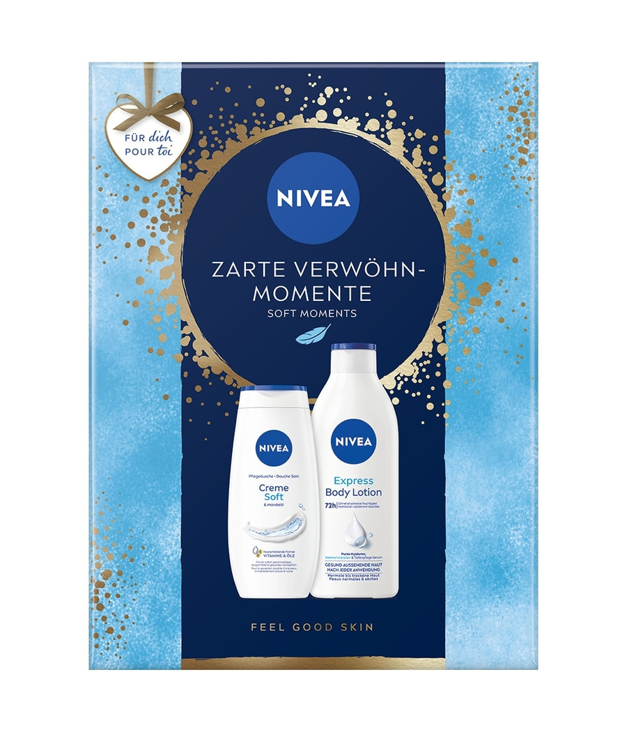 NIVEA Zarte Verwöhn-Momente 2 x Geschenkset, Soft Pflegedusche + Body Lotion