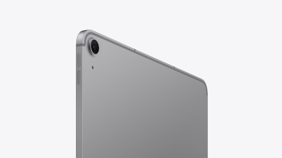 Nahaufnahme eines silbernen iPads mit Kamera und Tasten