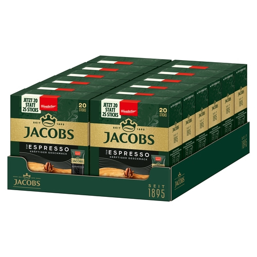 JACOBS Löskaffee Typ Espresso 12 x 20 Getränke Sticks löslicher Kaffee