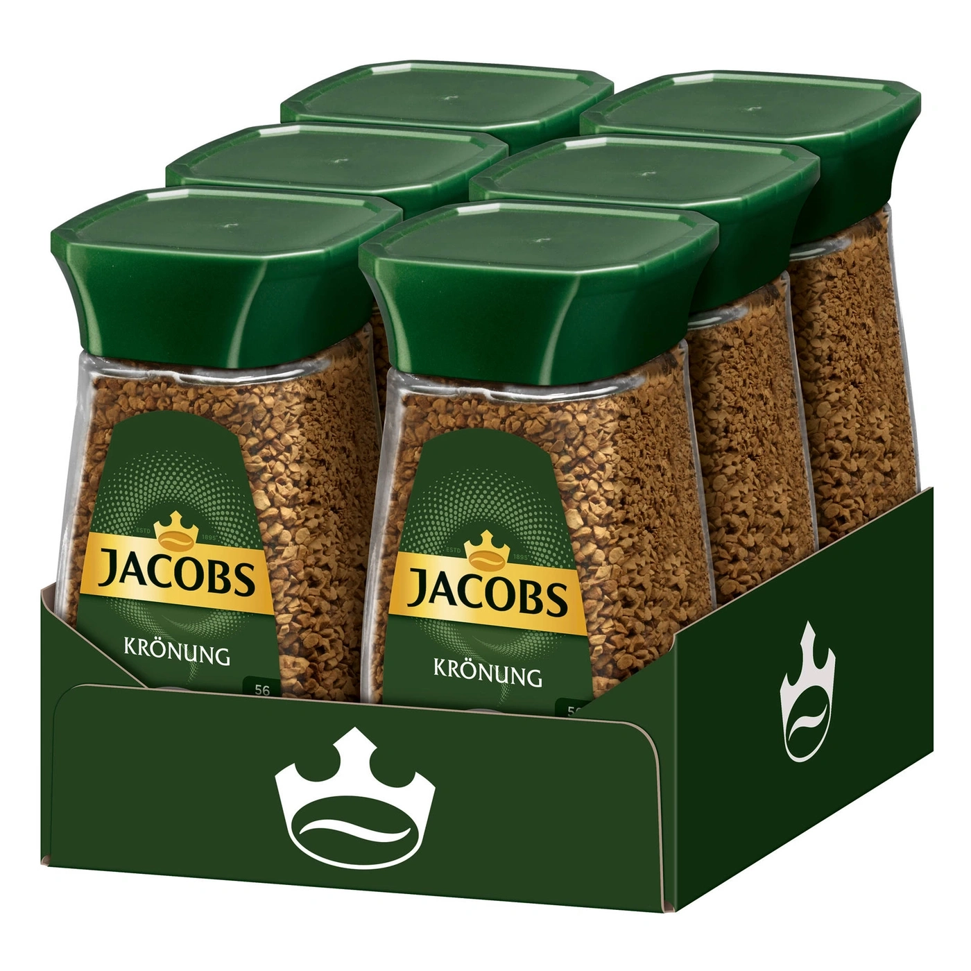 Jacobs Krönung Kaffee Packung mit sechs Gläsern, grün