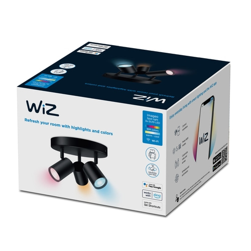 WIZ intelligenter LED 3er Deckenstrahler Deckenspot Metall Deckenlampe schwarz