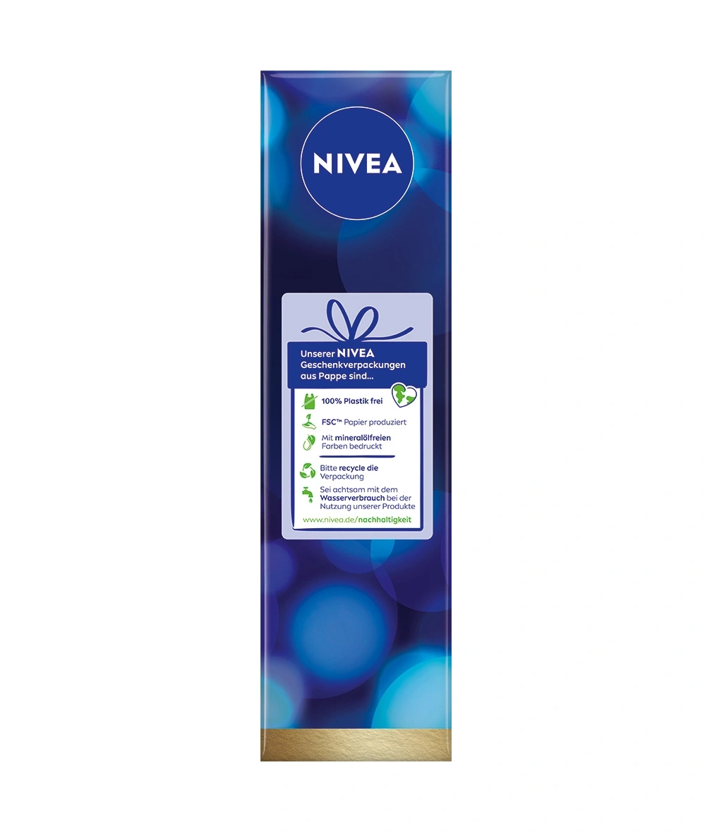 Nivea Verpackung mit Informationen zur Nachhaltigkeit und Recycling
