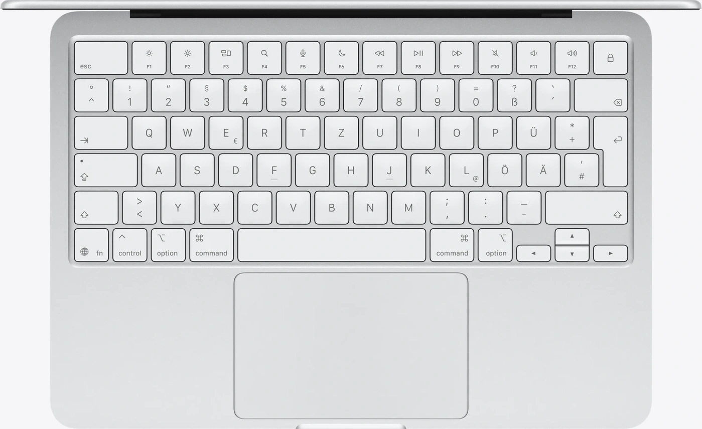 Eine Tastatur mit Fokus auf deutsche Zeichen wie Ü, Ä, Ö