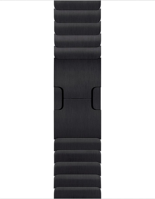 Schwarzes Armband für eine Smartwatch, Detailaufnahme, Metall, modern, elegant