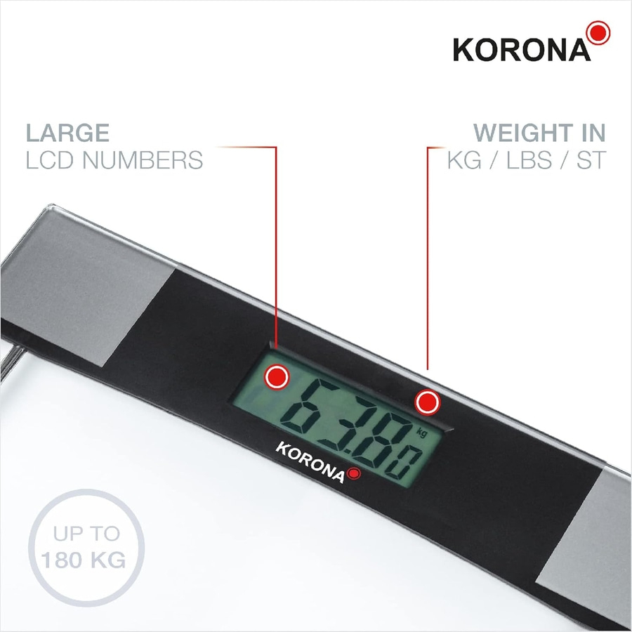 KORONA Personenwaage SVENJA 74551 180 kg Sicherheitsglas Digital Glaswaage NEU