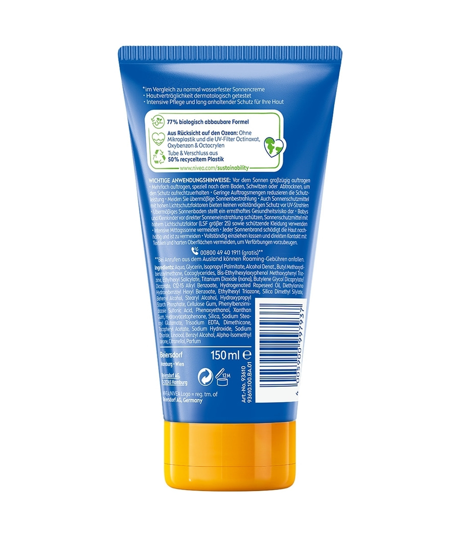 NIVEA SUN Schutz & Pflege Ultra Lotion wasserfeste Sonnencreme LSF50+ 2 x 150ml