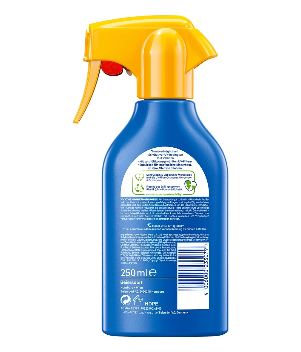 Nivea Sonnenlotion mit UV-Schutz, Pumpsprühflasche.