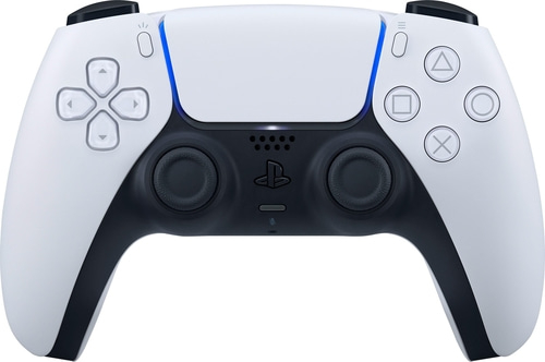 PlayStation 5 DualSense-Controller, weiß und schwarz, mit Tasten und Joysticks
