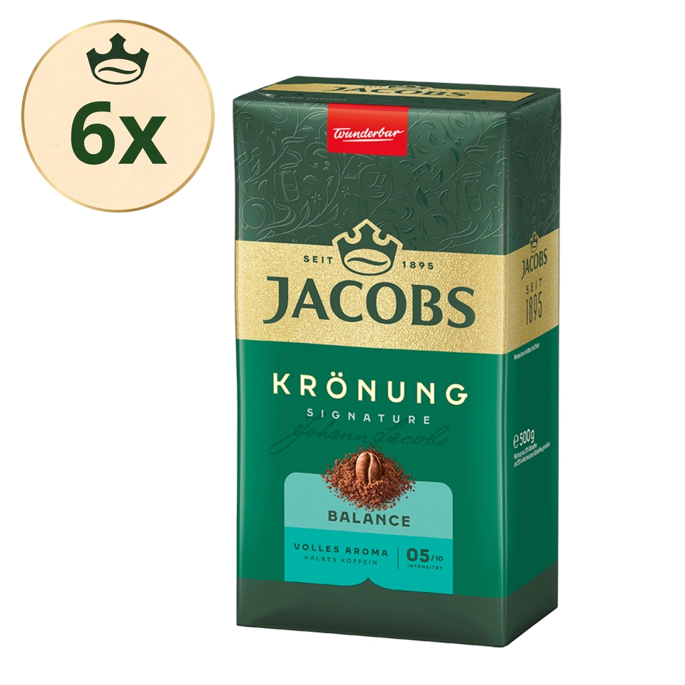 Packung Jacobs Krönung Balance Kaffeepulver mit 6x 500g