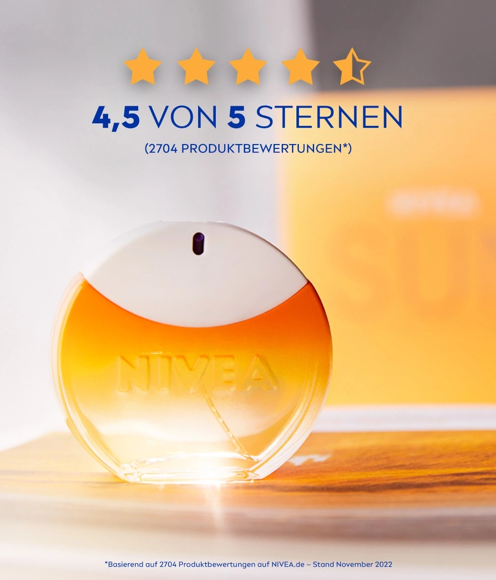 Eine Nivea Flasche mit 4,5 von 5 Sternen Bewertungen.