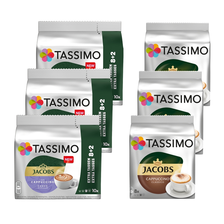 TASSIMO Kapseln Cappuccino Mix-Paket Choco & Classic je 3x = 54 Getränke