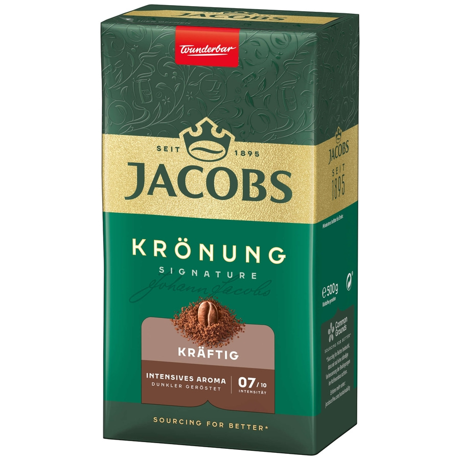 JACOBS Filterkaffee Krönung Kräftig Röstkaffee 12 x 500 g + 1 Becher + 1 Dose