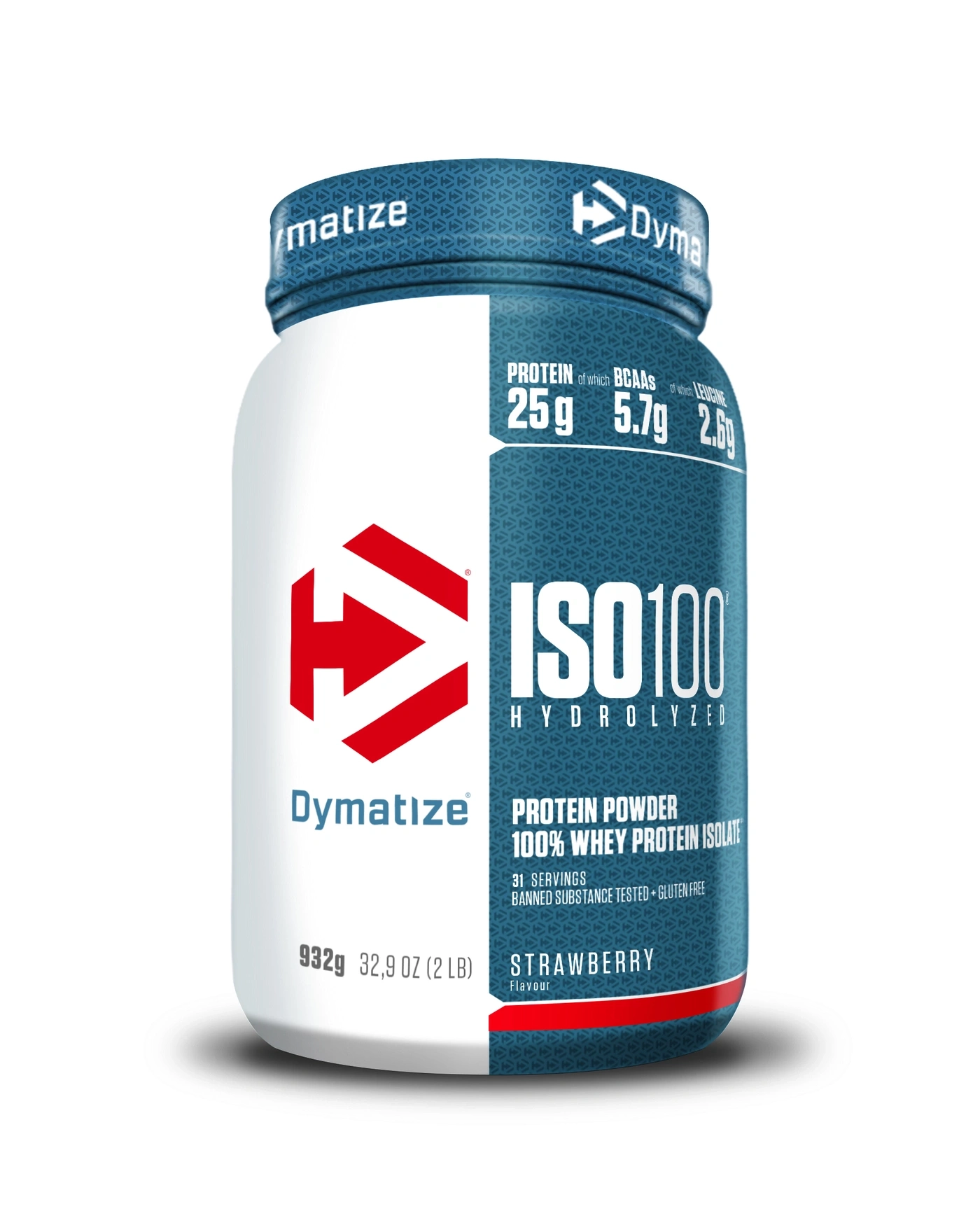 Dymatize ISO100 Protein-Pulver, Erdbeergeschmack, 932g, 32,9 OZ (2LB) Dose