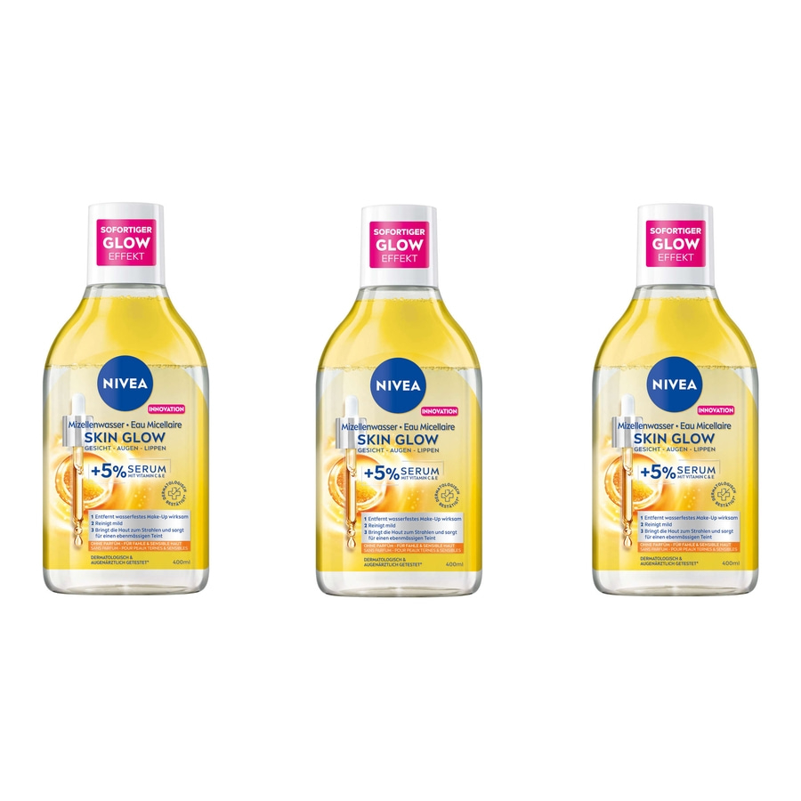 NIVEA Mizellenwasser Skin Glow Make-Up Entferner Serum-infused reinigend 3x400ml
