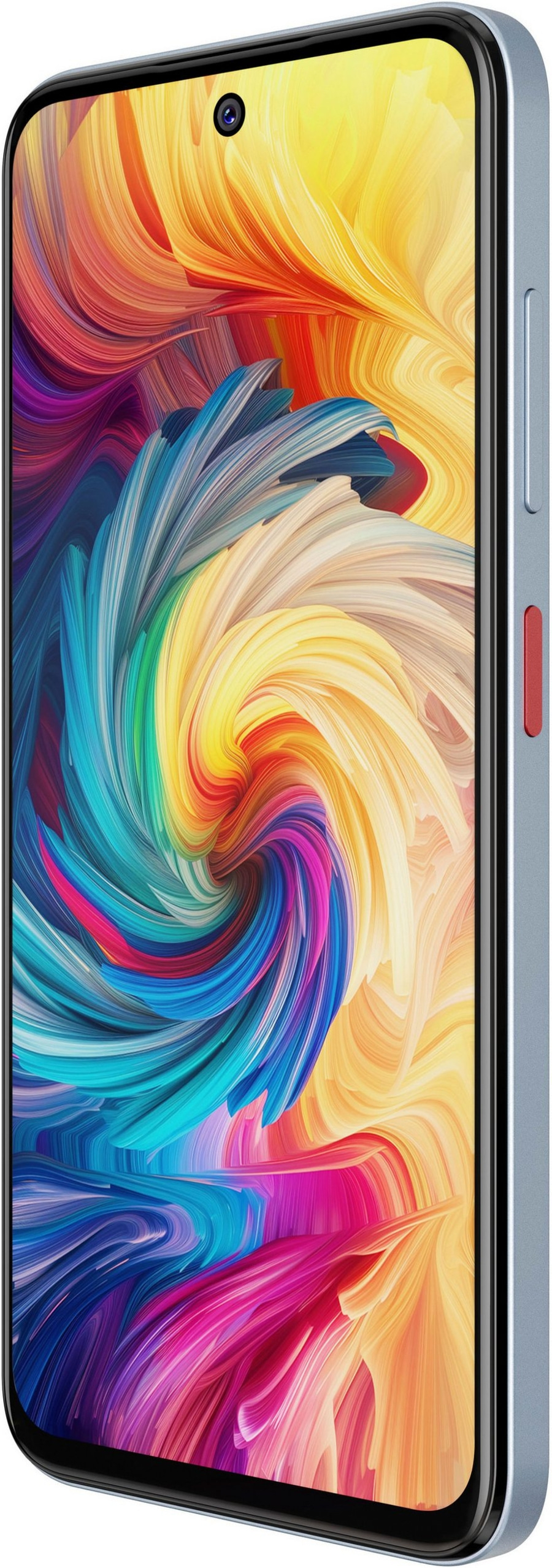 Ein Smartphone mit einem bunten, wirbelnden Hintergrundbild