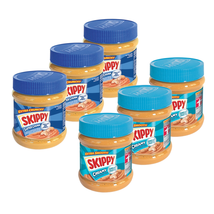SKIPPY Erdnussbutter Bundle 3x "Creamy" 3x "Super Chunk" ohne Palmöl 6x 340g