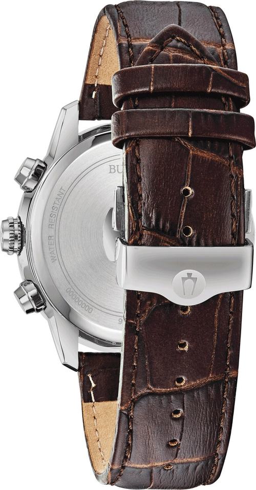 BULOVA Herrenarmbanduhr Chronograph Sutton 96B311 44 mm Lederarmband B-WARE