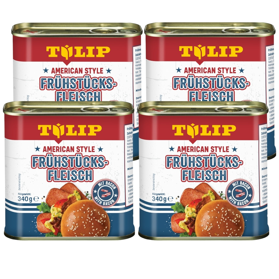 TULIP 4x Frühstücksfleisch 340g American Style Original Dosenfleisch Konserve