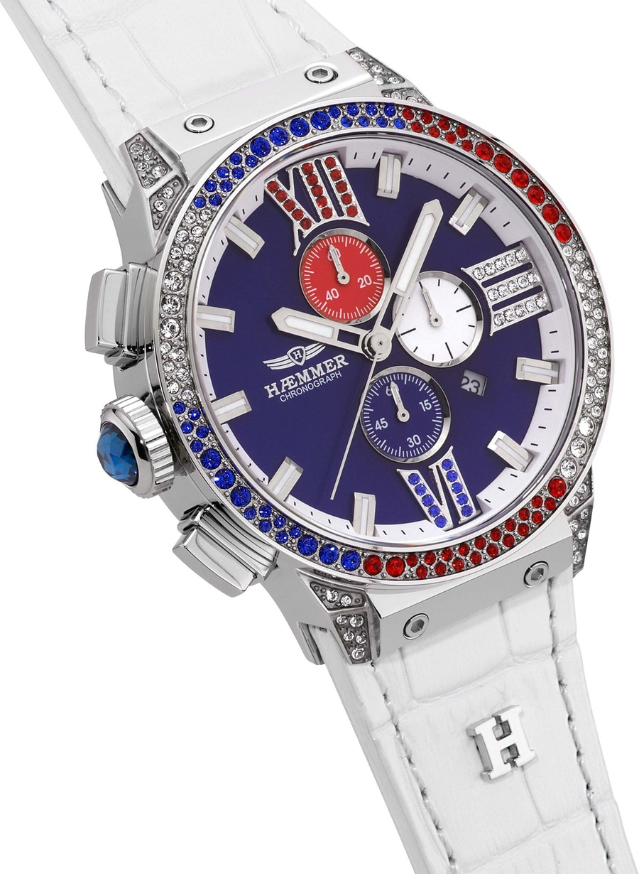 Haemmer Damenarmbanduhr E-018-W Quarz Saphirglas Zirkonia 45mm 10ATM B-WARE