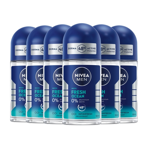 NIVEA MEN Deodorant Fresh Ocean Deo Roll-On 6 x 50ml