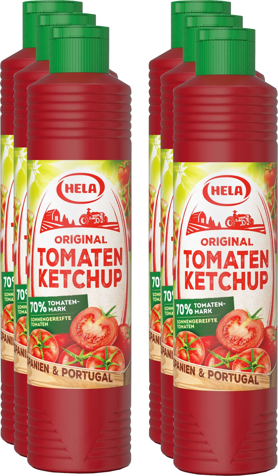 6 x Hela Ketchup Original Tomaten Ketchup 800 ml Flasche Tomatenketchup