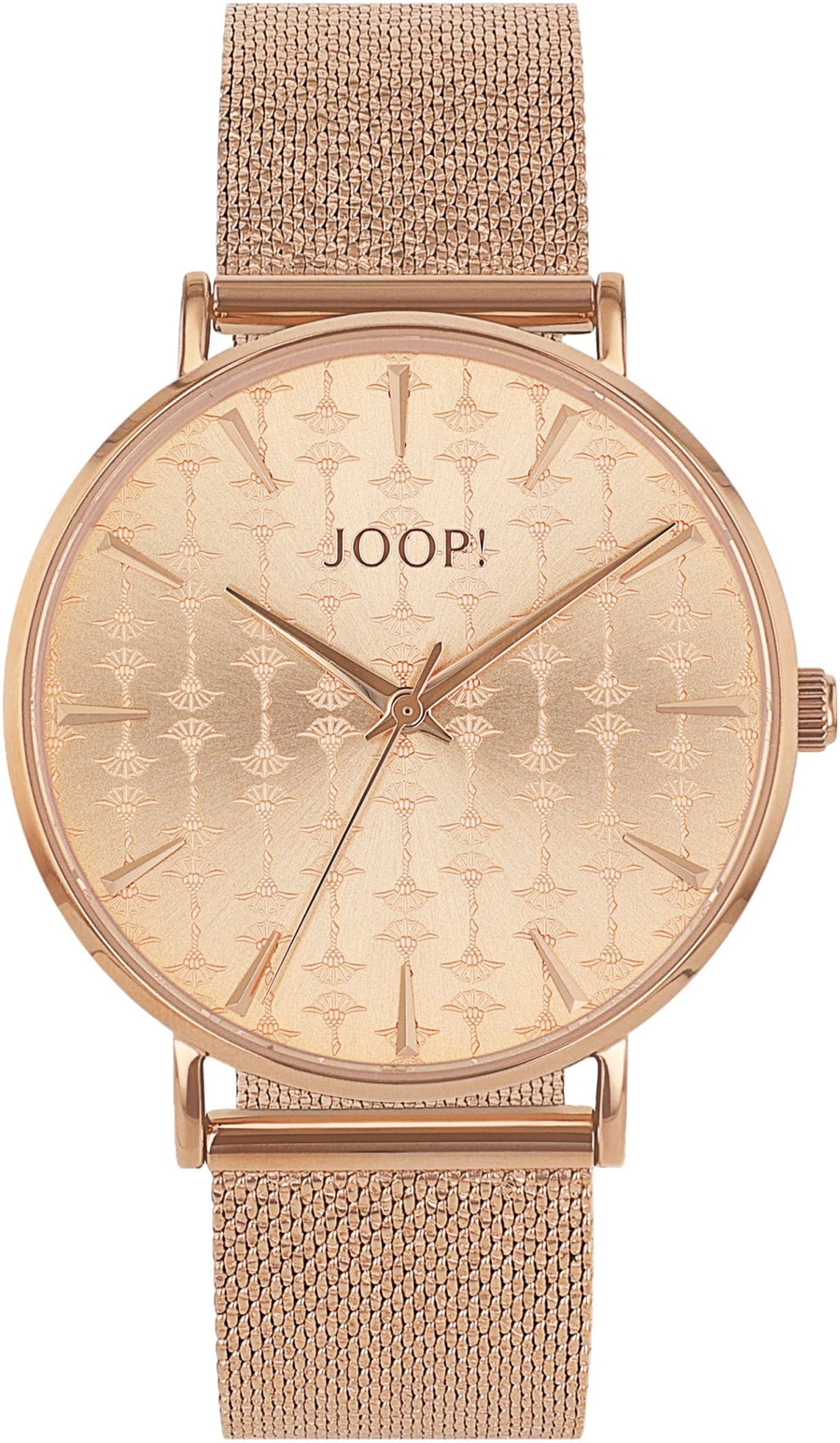 Goldene JOOP! Uhr mit goldenem Zifferblatt und Armband, Nahaufnahme