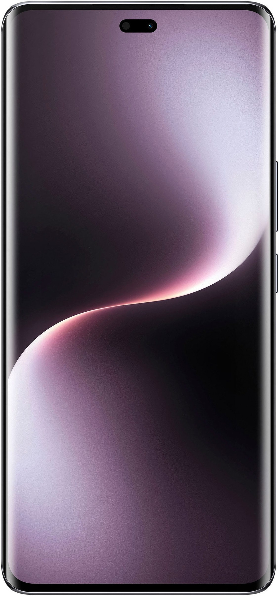 Ein modernes Smartphone mit einer eleganten Lila-Farbverlauf-Oberfläche und einer schmalen Frontkamera.
