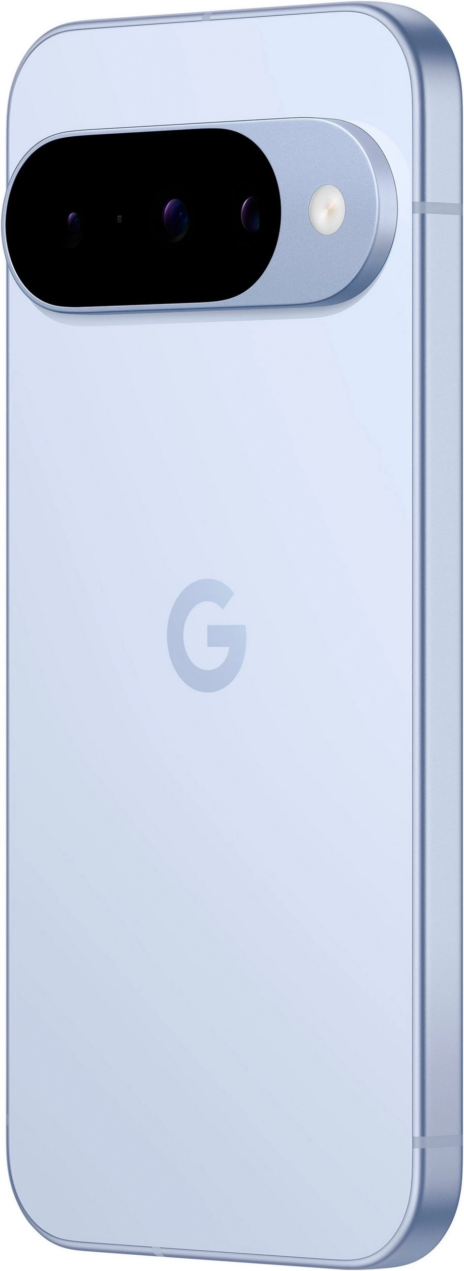 Google Pixel 7 mit Kamera und G-Logo auf hellblauem Hintergrund.