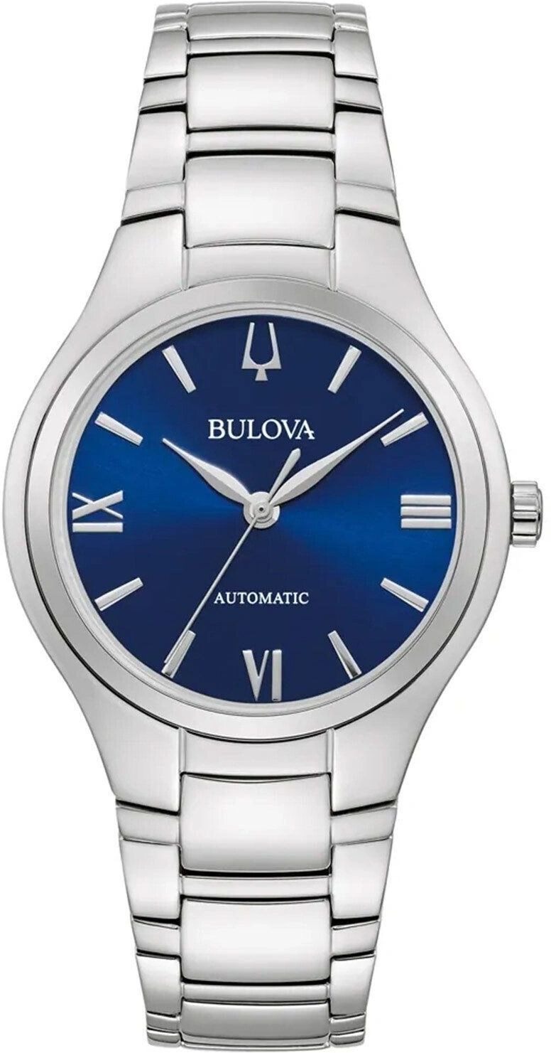 Bulova Herrenuhr, blaues Zifferblatt, silbernes Armband, Automatik