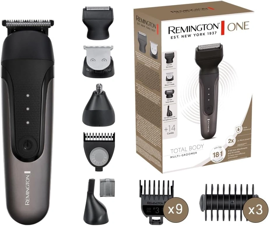 Remington One, Bartschneider, 18-1 Aufsätze, 14 Kämme, Multi-Groomer, 2x mehr Leistung.