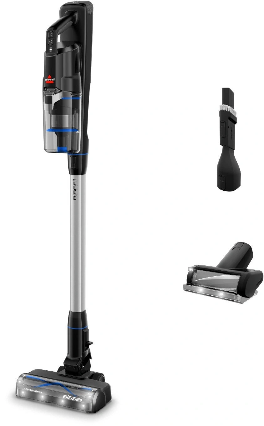 Bissell Akku-Staubsauger mit Zubehör und LED-Beleuchtung am Bodenteil