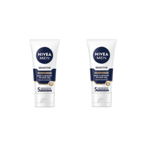NIVEA MEN Bart & Gesichtspflege Gel Sensitive 24h Feuchtigkeit lindernd 2 x 50ml