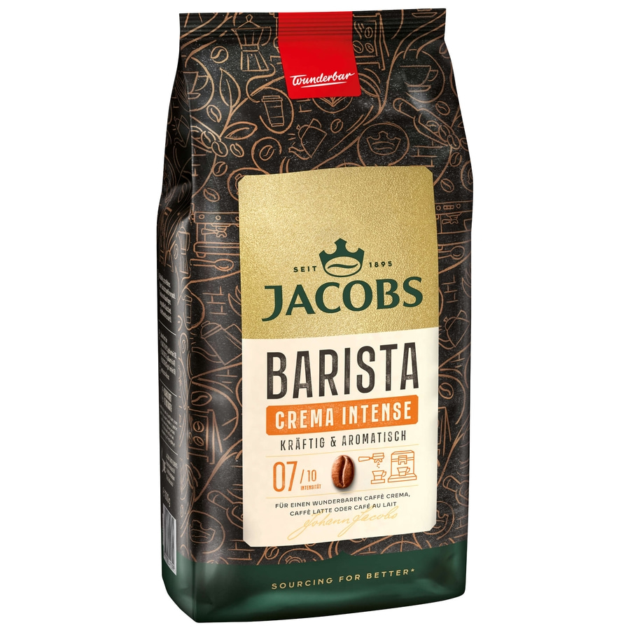 JACOBS Kaffeebohnen Barista Editions Crema Intense 2 x 1 kg ganze Kaffee Bohnen