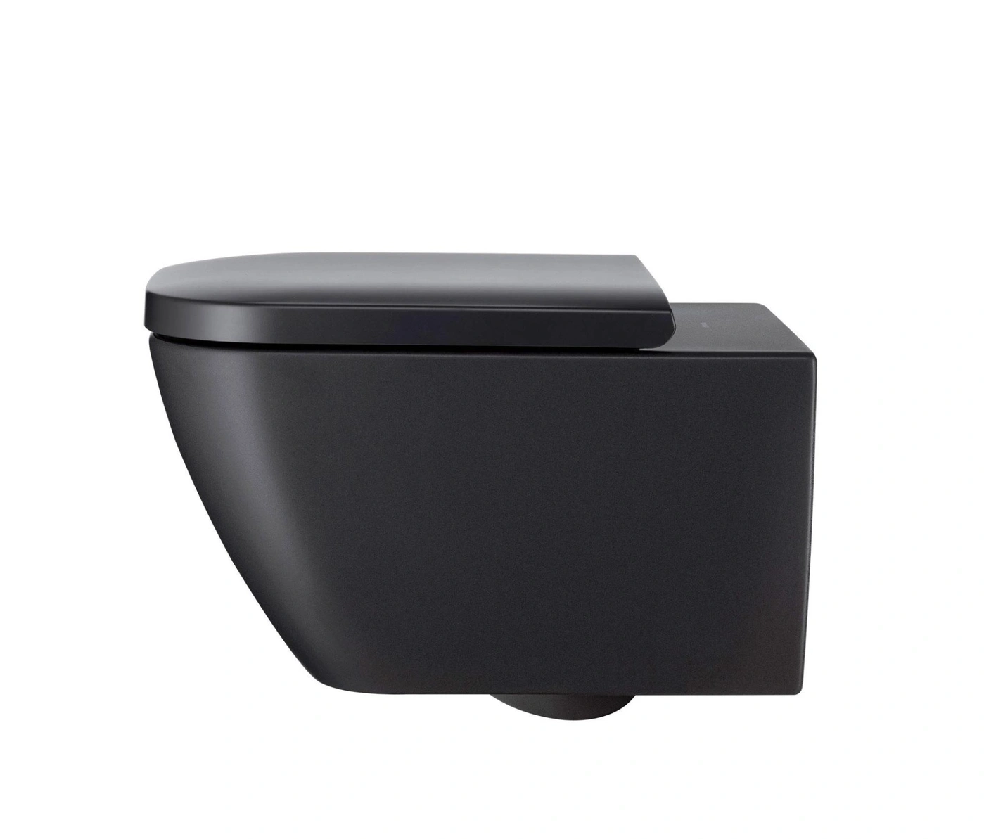 Schwarze Wandtoilette mit geschlossenem Deckel, modernes Design, Badezimmerausstattung